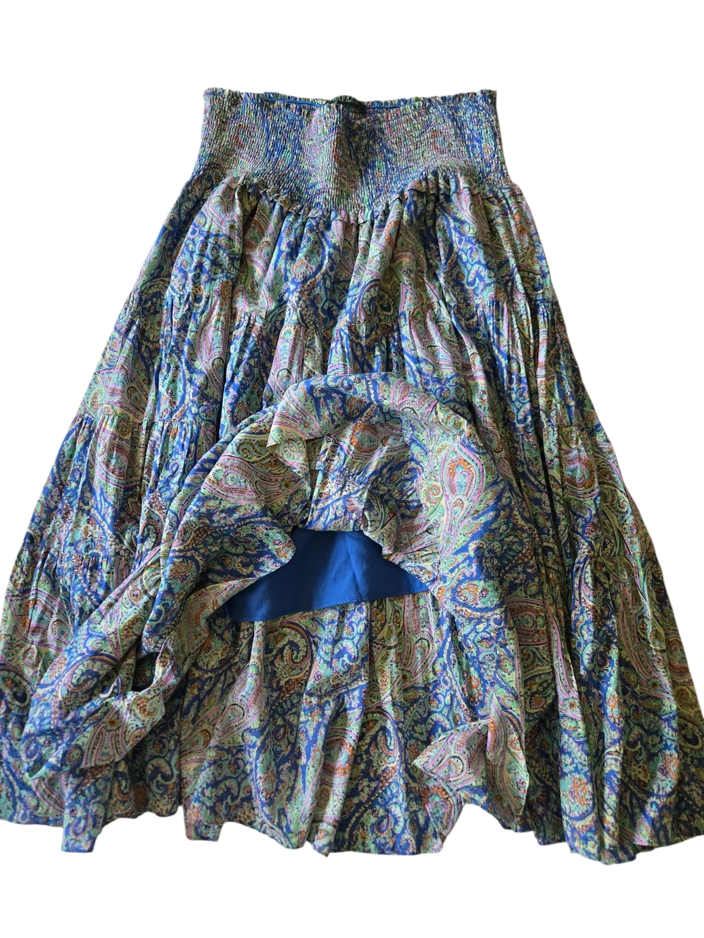 Lauren Ralph Lauren Multicolor Paisley Tiered Boho Maxi Skirt L